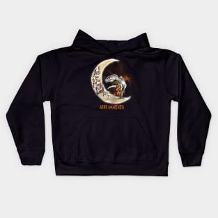 ADHD dinosaur moon Kids Hoodie